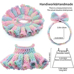 Voccim handwoven flower dress for 17cm doll, soft wool texture for cozy pretend play