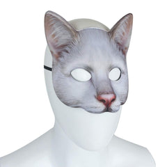 Vocoliday half-face cat mask close-up, detailed whisker texture and finish.