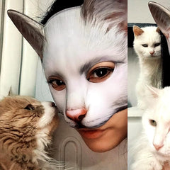 Vocoliday half-face cat mask texture close-up, durable craft details.