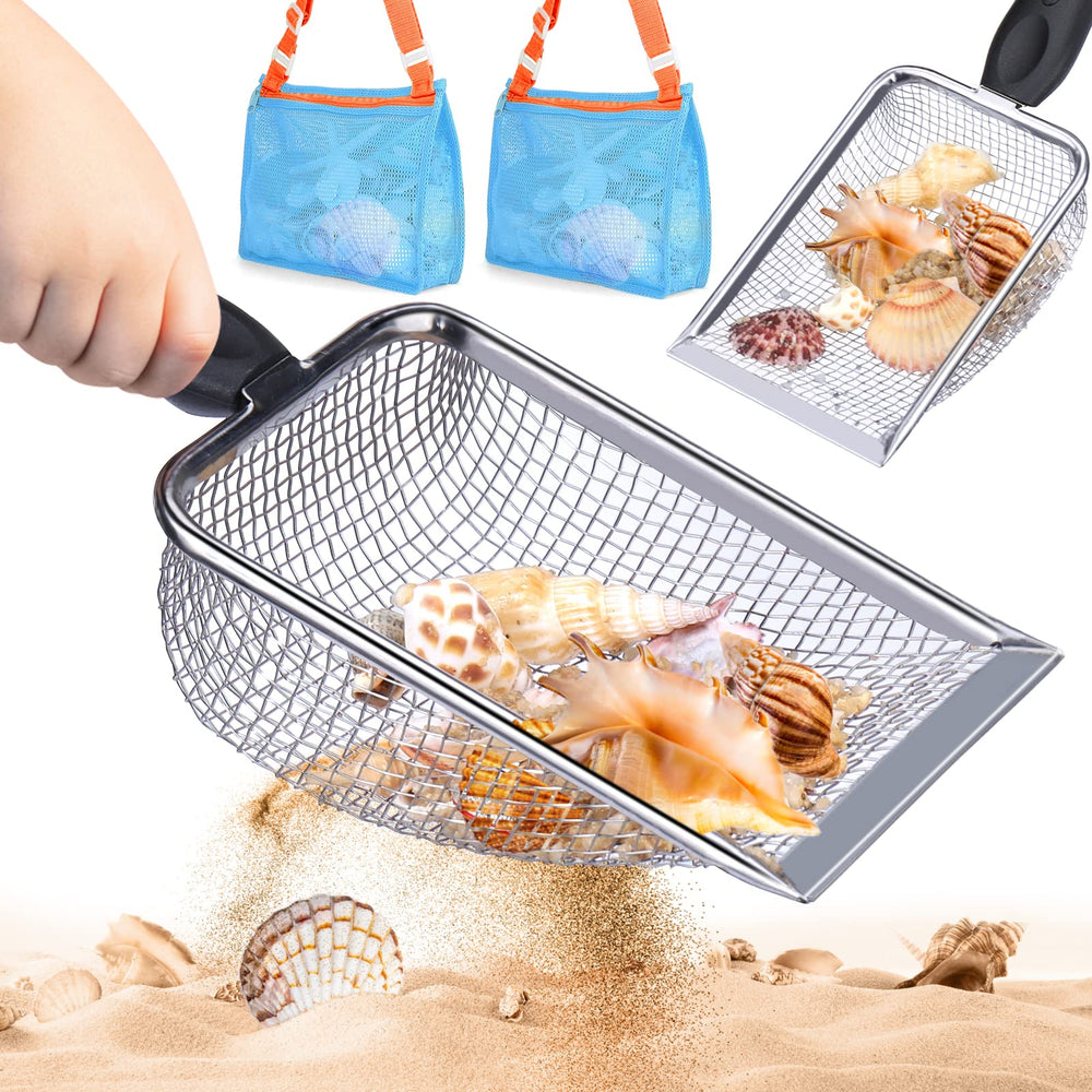 Vodolo beach mesh shovel 2pcs with metal grid for quick shell filtration
