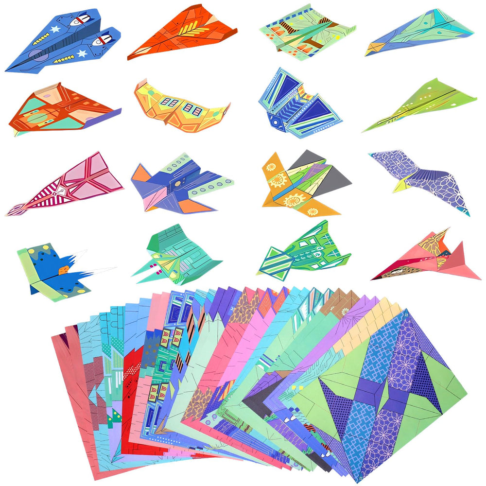 Vodolo paper airplane kit with 16 classic designs for flight experimentation.