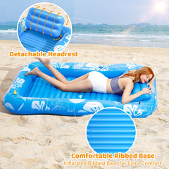 Voice-tank 6-in-1 Suntan Tub Float suitable for pool, lake, or backyard.