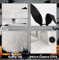 Voiiake satin cuffs provide sleek accents coordinating with ears and tail