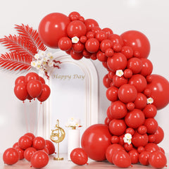 Voircoloria 130pcs red balloons set in mixed sizes for festive decor