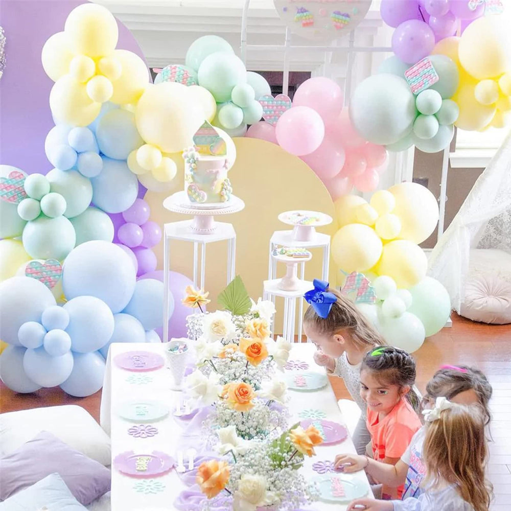 Voircoloria baby shower setup with pastel blue balloons