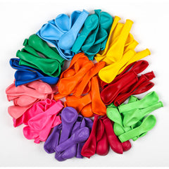Voircoloria 12inch rainbow balloons close-up, showcasing bold color and robust latex.