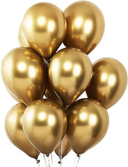 Voircoloria gold balloons with ribbons and dots for easy table and venue styling
