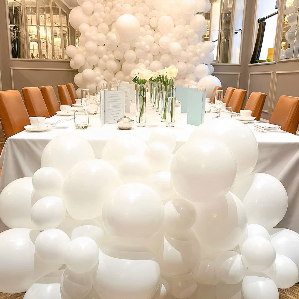 Voircoloria matte white balloons include inflation tips to help prevent popping.
