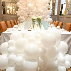 Voircoloria matte white balloons include inflation tips to help prevent popping.