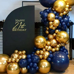 Voircoloria navy blue 12-inch balloons anchor décor with bold visual interest.
