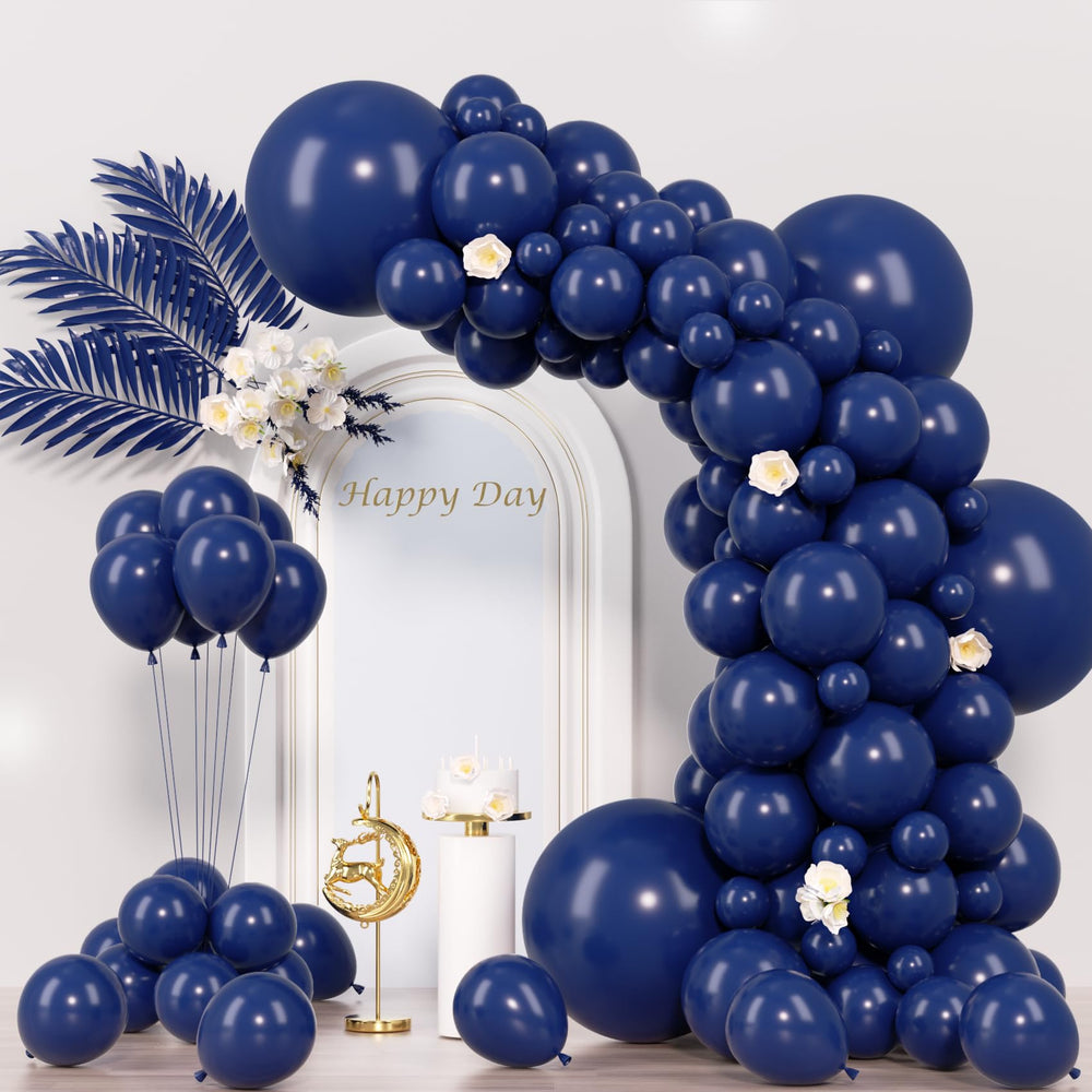 Voircoloria navy blue 5-inch balloons for quick, vibrant party accents and easy pairing with larger sizes.