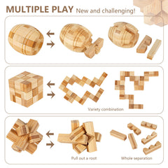 VolksRose travel-friendly wooden brain teaser, compact for on-the-go mental challenges.