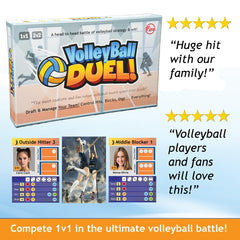 Volleyball Duel! dice and score markers keep scorekeeping intuitive during rounds.