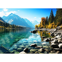 VOLUVOLU Glacier Park puzzle cover with snowy peaks for family bonding