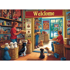 VOLUVOLU indoor pet shop puzzle scene for adults, cozy lighting