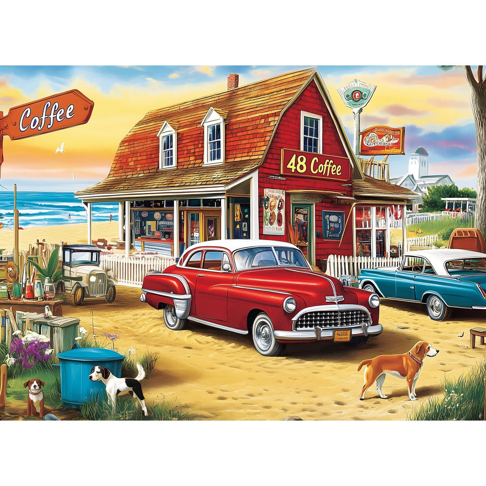 VOLUVOLU landscape puzzle coffee shop box front, perfect gift for puzzle lovers.