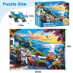 Voluvolu spring seaside jigsaw puzzle with floral notes and calm coastal scenery for solo or group play.