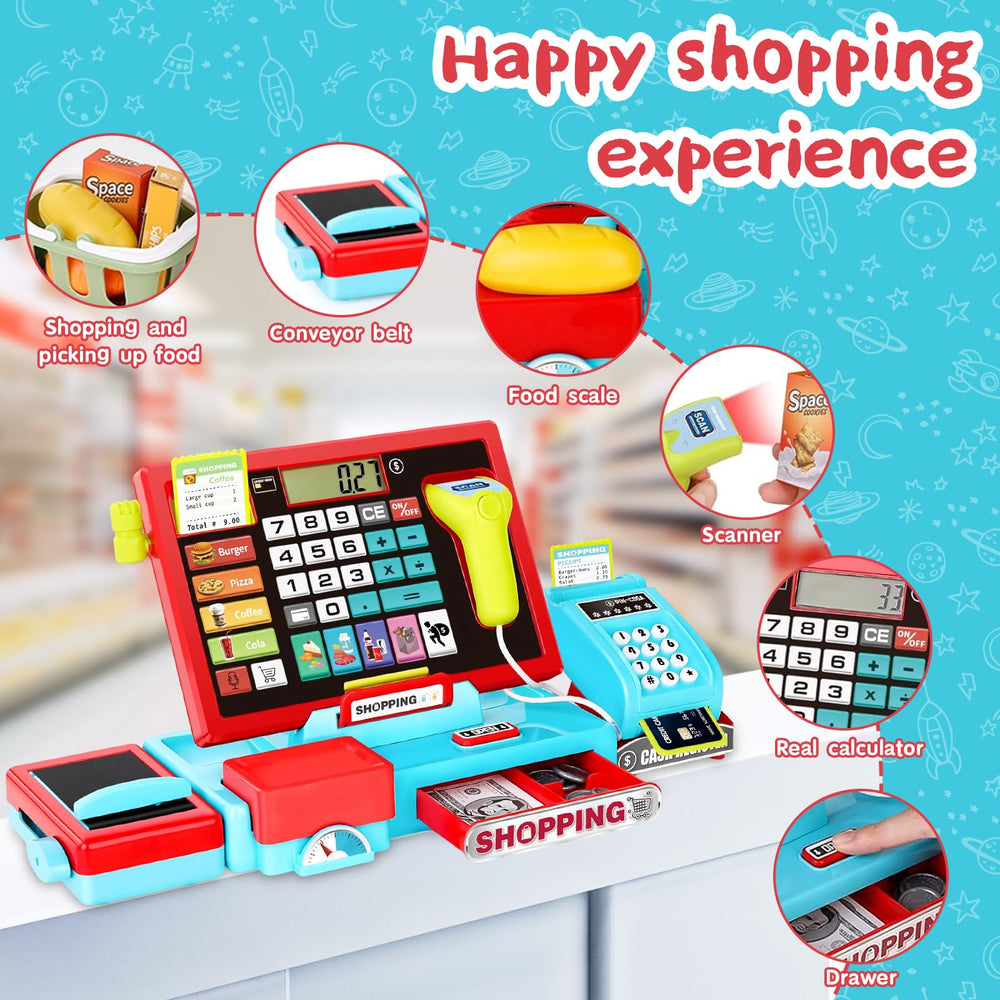 VOPOGLNE scanner with light effects for interactive pretend shopping.