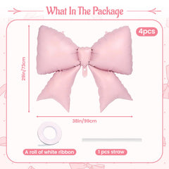 Vorplick pink bow balloon 38in close up with glossy surface
