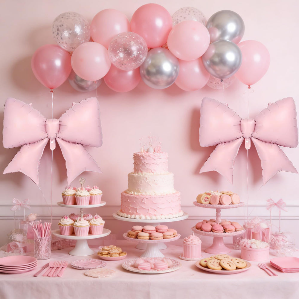 Vorplick self sealing valve on pink bow balloon for easy setup