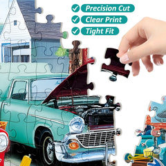 VoYouTwo puzzle features cat and car theme with vibrant colors