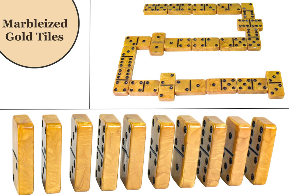 Vovotuzzi Dominoes double-six tiles crafted in durable acrylic.