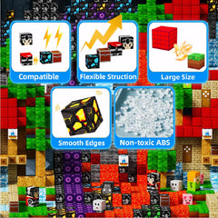 Voxifyx blocks built into a tall tower demonstrate hands-on construction and spatial thinking.
