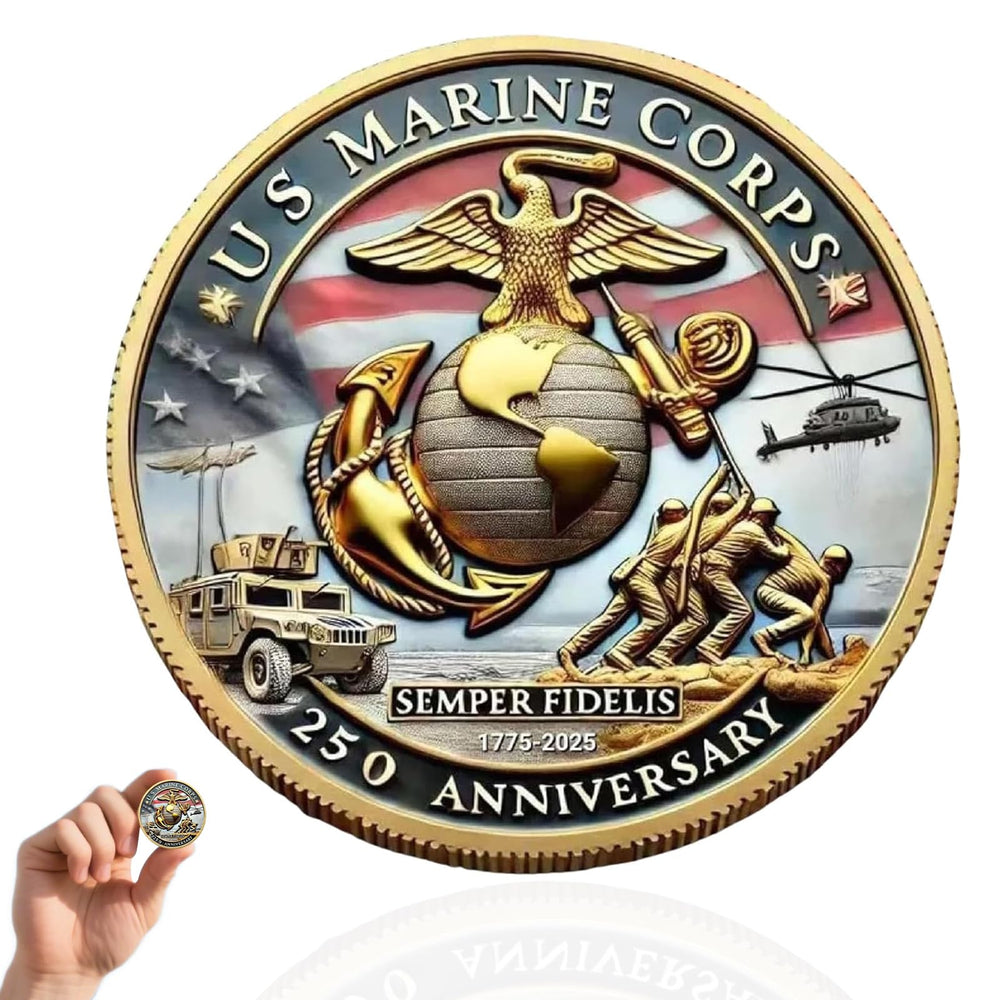 Vozekrod USMC 250th front coin for display and collection