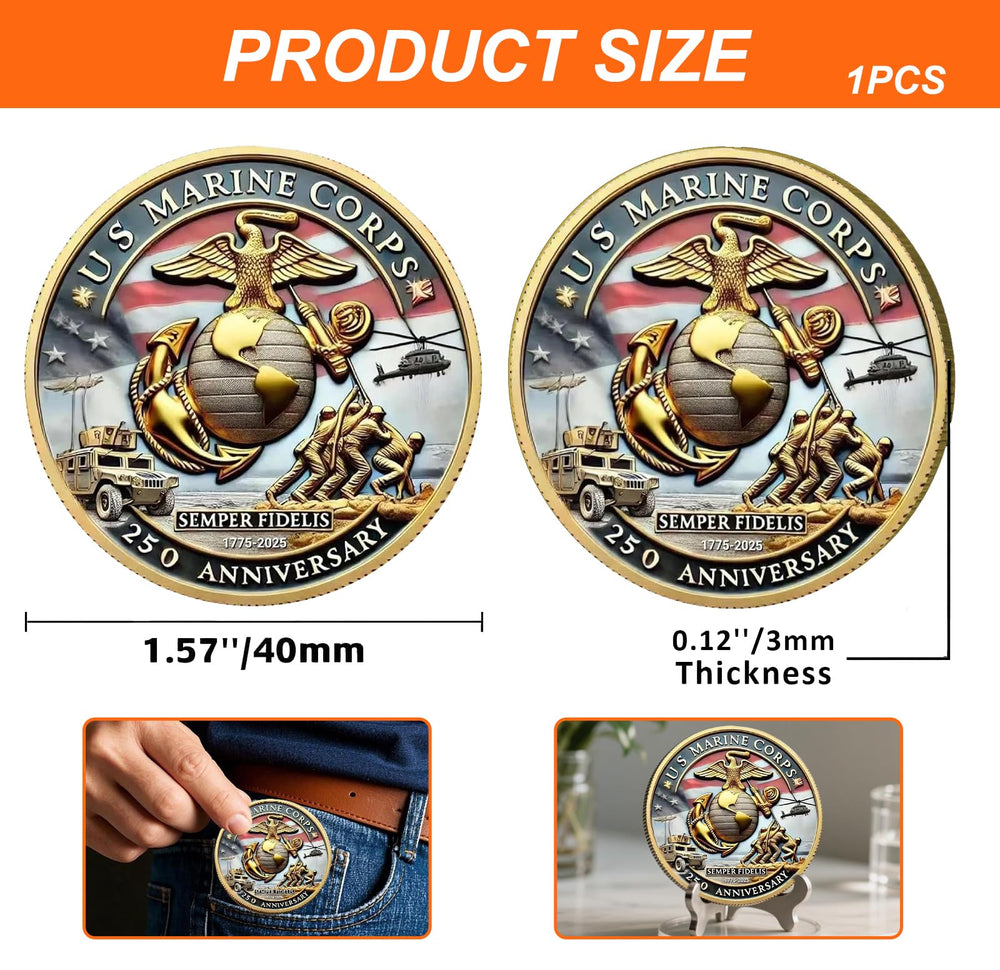 Vozekrod USMC coin close-up with matte finish highlights craftsmanship