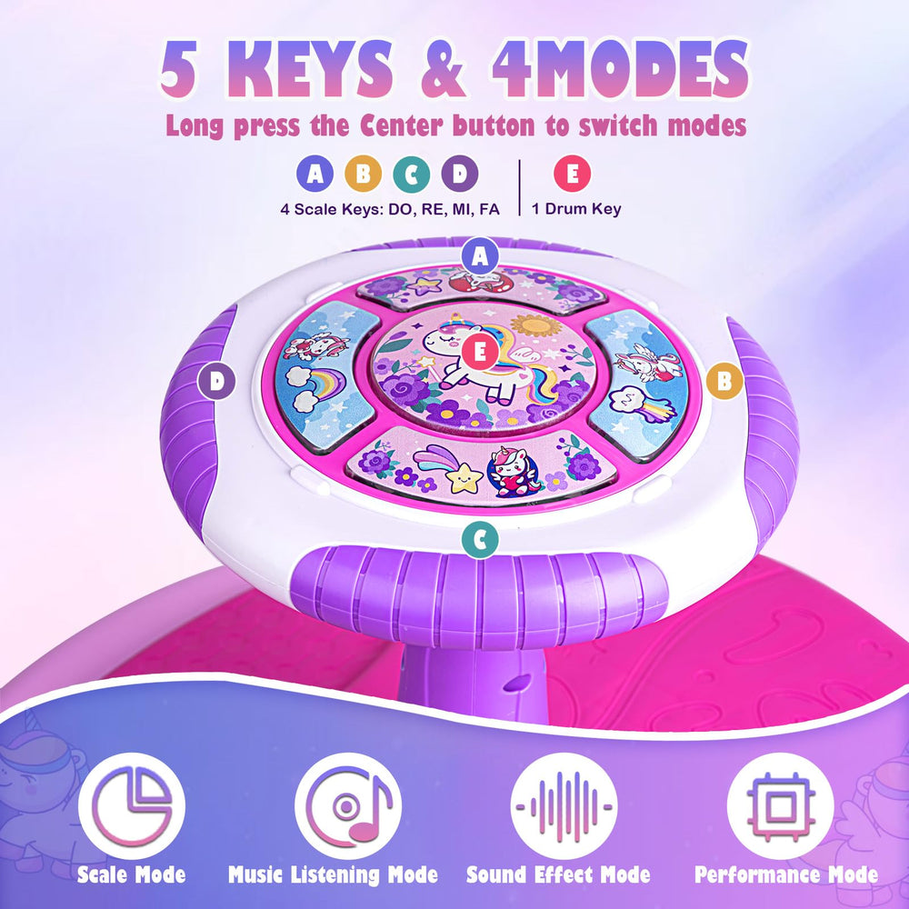 VROGTIK Sit and Spin with drum key adds interactive sound for engagement.