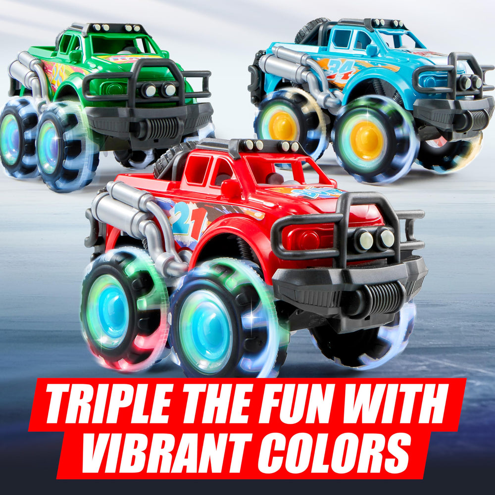 Vroomix auto-dimming wheels protect young eyes during extended play.