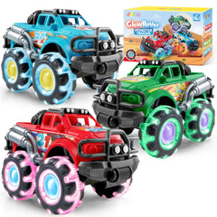Vroomix GlowRover trucks, 3-pack, ready for imaginative play.