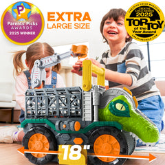 Vroomix JOVA dinosaur truck top view, highlighting size for immersive pretend adventures.