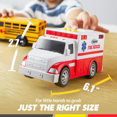 Vroomix Jova school bus side view for classroom pretend play.