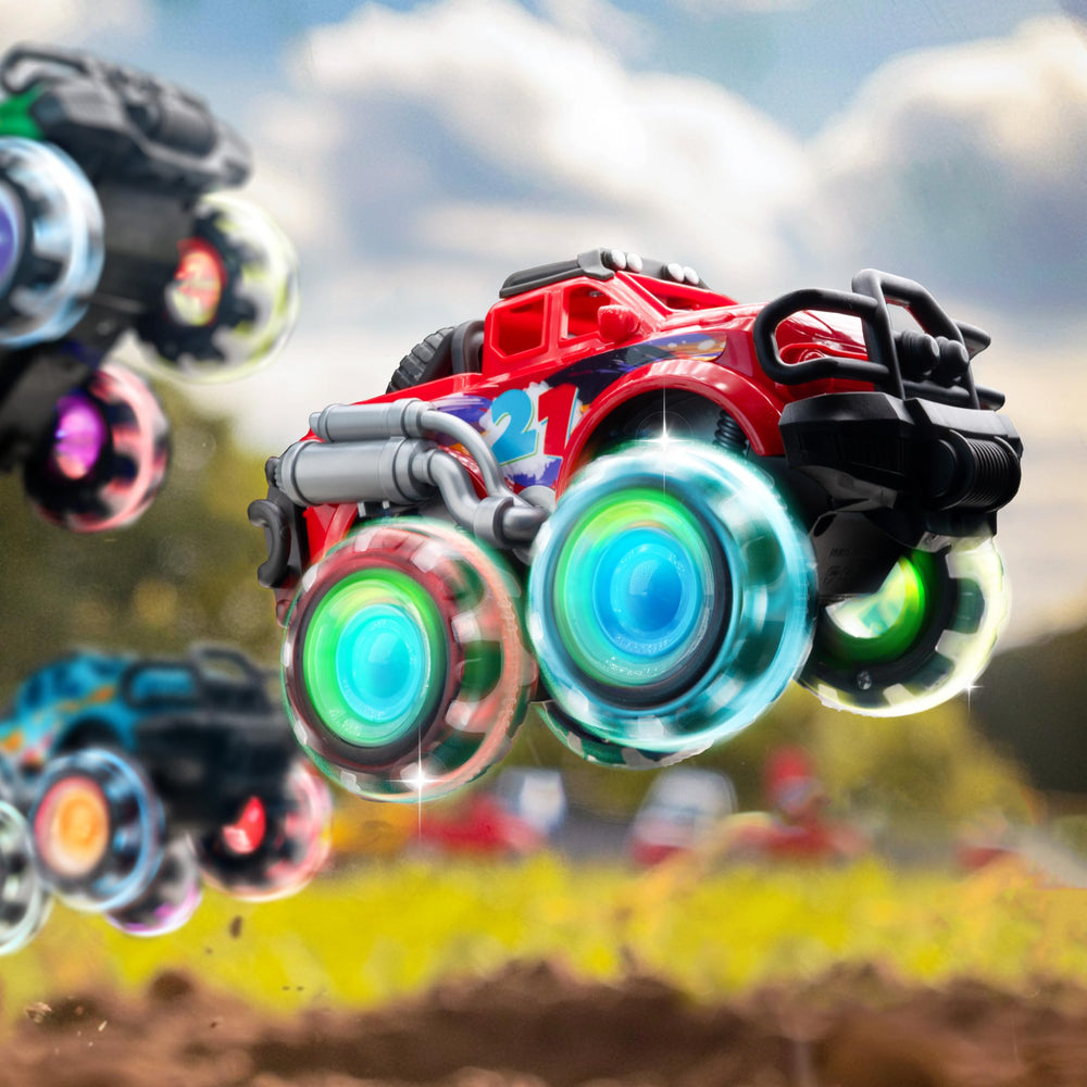 Vroomix kids playing with trucks during a pretend race.