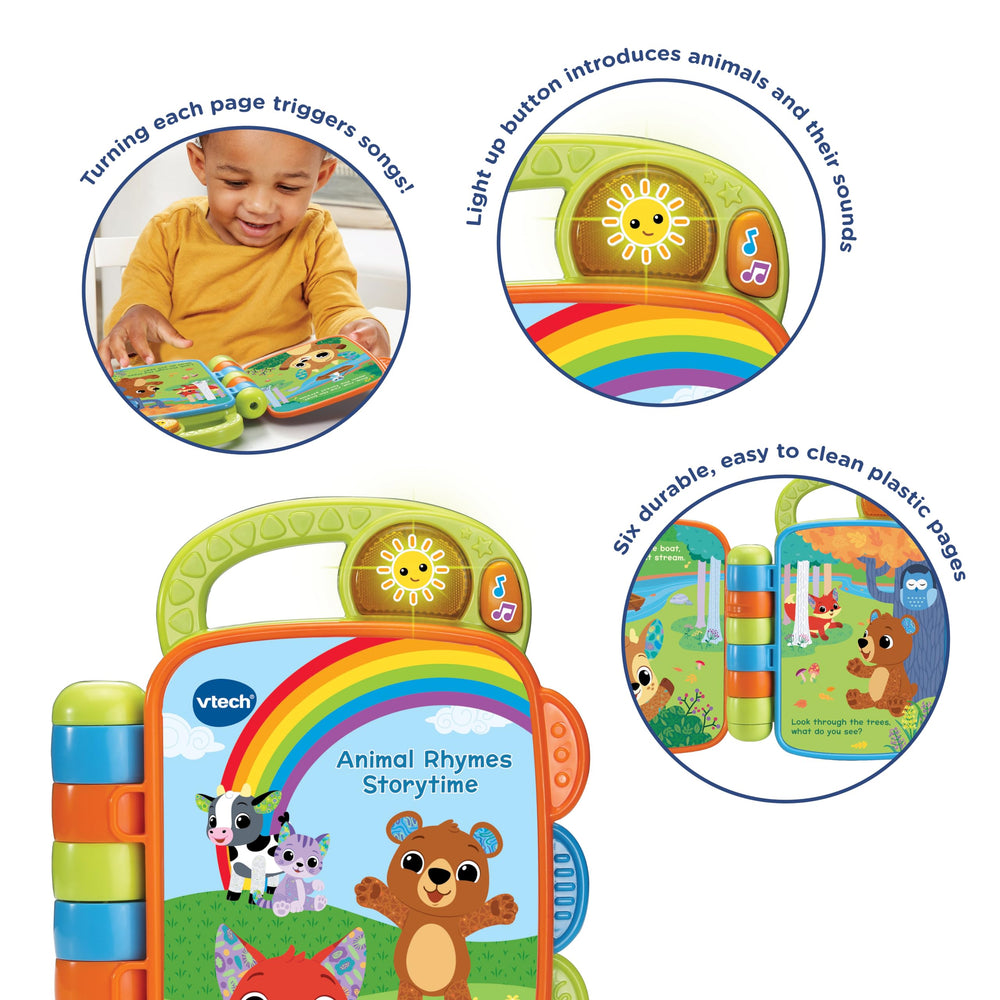 VTech Baby Animal Rhymes Storytime opening pages spark early curiosity through colorful animals