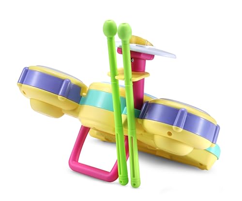 VTech Bluey Hooray Drum Set lit pads and cymbal mid-performance