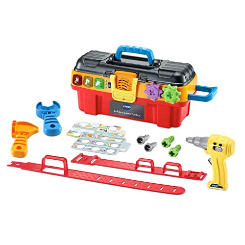 VTech Drill and Learn Toolbox Pro toolbox storage keeps all pieces ready