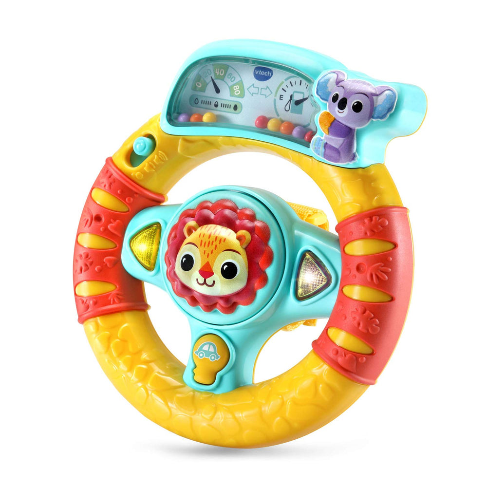VTech Grip and Go steering wheel engine sounds and phrases inspire imaginative driving play