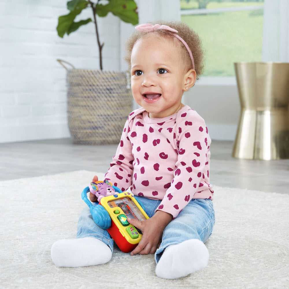 Three music styles invite varied listening experiences with the Kiddie Cat Cassette Player.