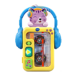 Two fidget buttons promote fine motor play on the Kiddie Cat Cassette Player.