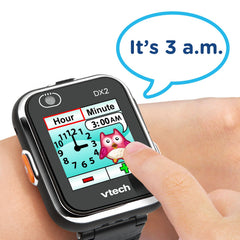 VTech KidiZoom DX2 black watch faces selection supports learning to tell time