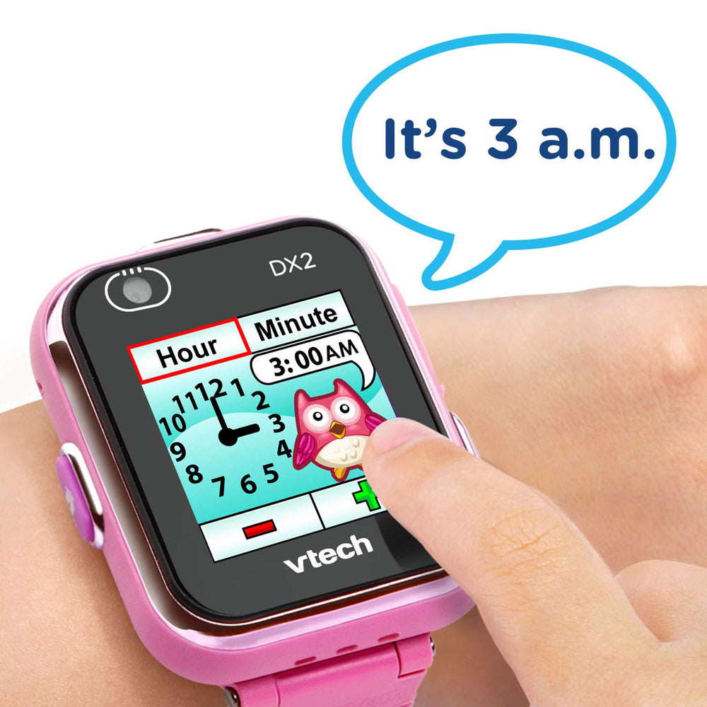 VTech KidiZoom DX2 watch faces gallery with 55 options for telling time.