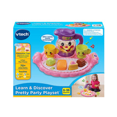 VTech light-up tray responds when pieces are placed, adding interactivity to the kitchen pretend play.