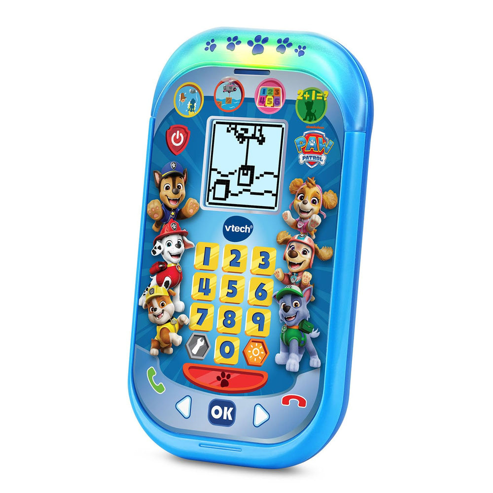VTech PAW Patrol Rescue Mission Learning Phone Marshall messages—fosters pretend communication skills.