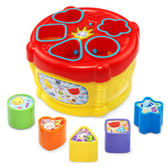 VTech Sort and Discover Drum yellow front view with block sorting and learning cues