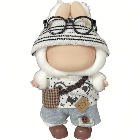 VVQUI 17cm doll clothes laid out, complete 6-piece set for easy styling.