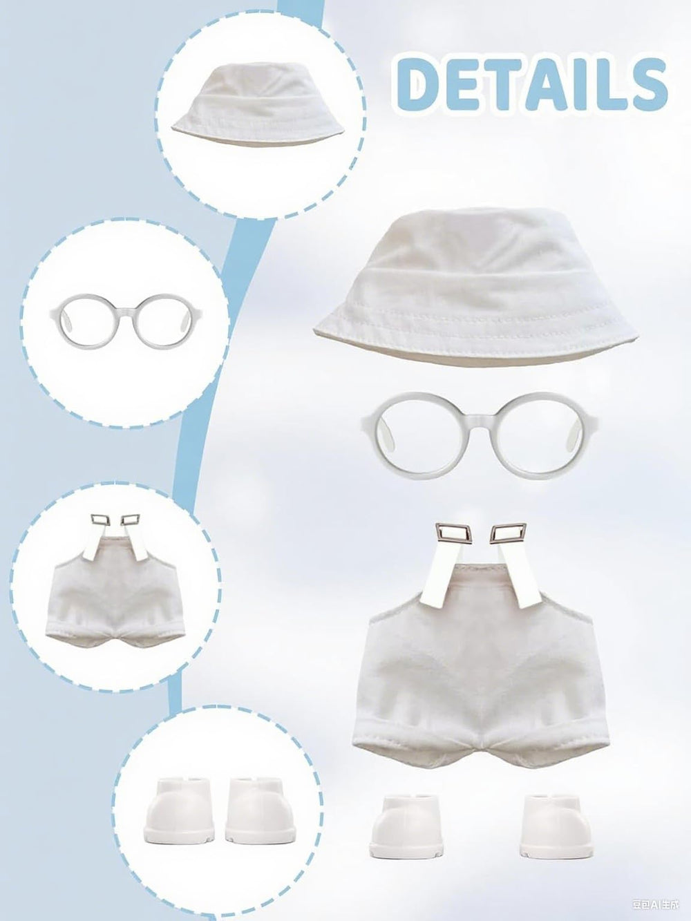 VVQUI 17cm doll overalls set for mix-and-match fashion