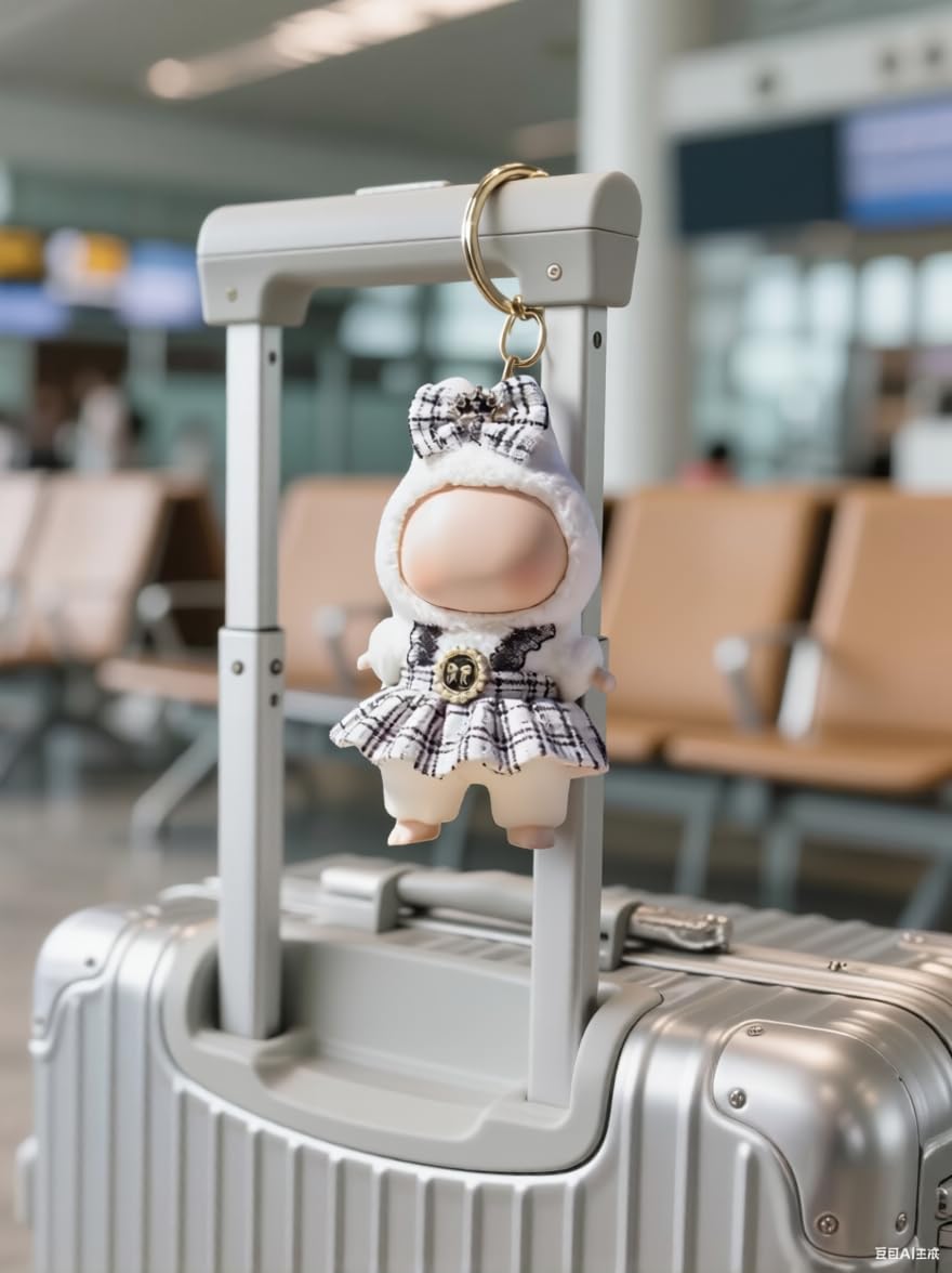 VVQUI 17cm plaid dress in light pink, adds cute charm to doll outfits.