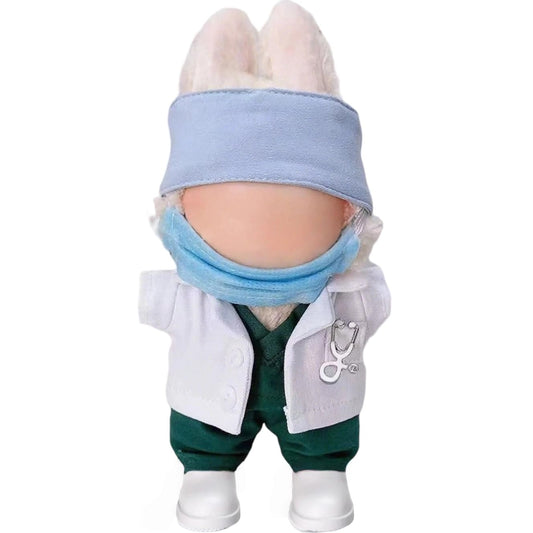 VVQUI doctor outfit for 17cm doll with white coat, ideal for imaginative play